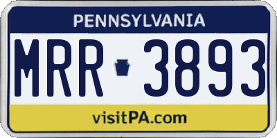 PA license plate MRR3893