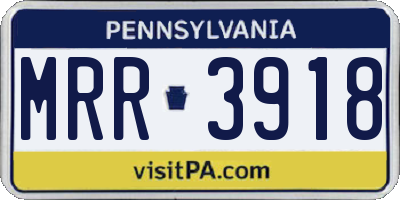 PA license plate MRR3918