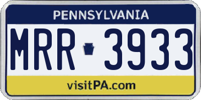 PA license plate MRR3933