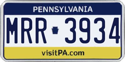 PA license plate MRR3934