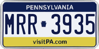 PA license plate MRR3935