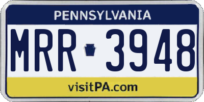 PA license plate MRR3948