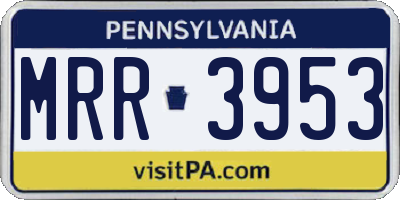 PA license plate MRR3953