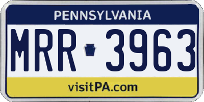 PA license plate MRR3963