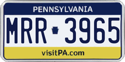 PA license plate MRR3965