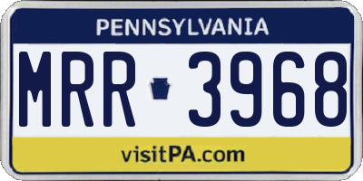 PA license plate MRR3968