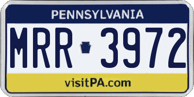 PA license plate MRR3972