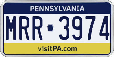 PA license plate MRR3974