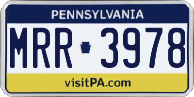 PA license plate MRR3978