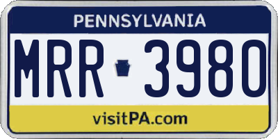 PA license plate MRR3980