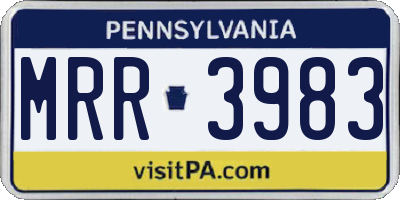 PA license plate MRR3983