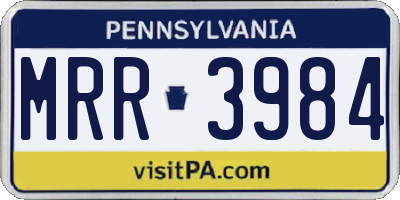 PA license plate MRR3984