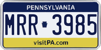 PA license plate MRR3985