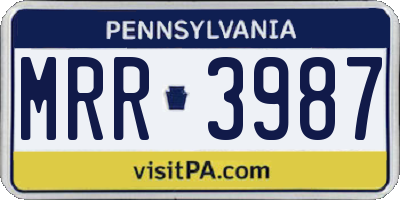 PA license plate MRR3987