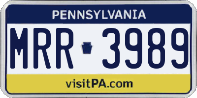 PA license plate MRR3989