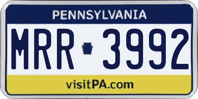 PA license plate MRR3992