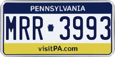 PA license plate MRR3993