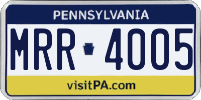 PA license plate MRR4005