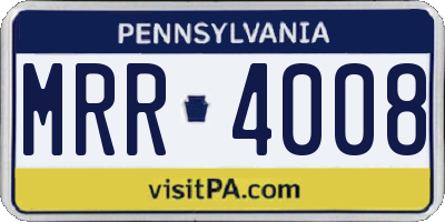 PA license plate MRR4008