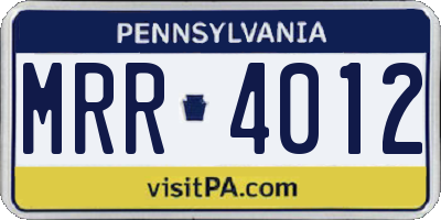 PA license plate MRR4012