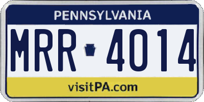 PA license plate MRR4014