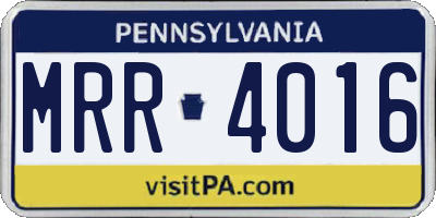 PA license plate MRR4016