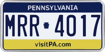 PA license plate MRR4017
