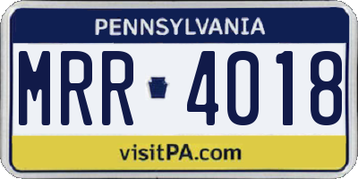 PA license plate MRR4018