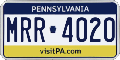 PA license plate MRR4020