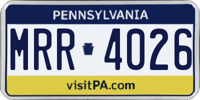 PA license plate MRR4026