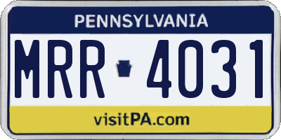 PA license plate MRR4031