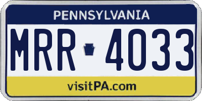 PA license plate MRR4033