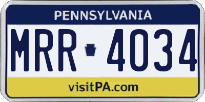 PA license plate MRR4034