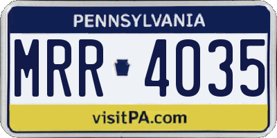 PA license plate MRR4035
