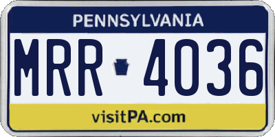PA license plate MRR4036