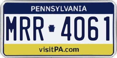 PA license plate MRR4061