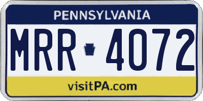 PA license plate MRR4072