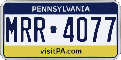 PA license plate MRR4077