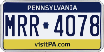 PA license plate MRR4078
