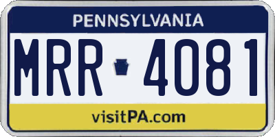 PA license plate MRR4081