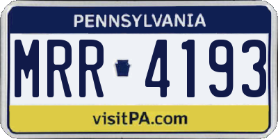 PA license plate MRR4193