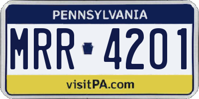 PA license plate MRR4201