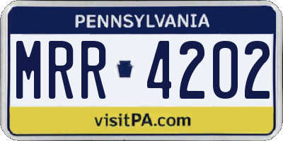 PA license plate MRR4202