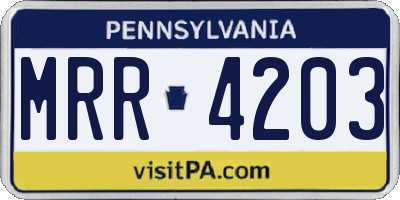 PA license plate MRR4203