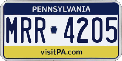 PA license plate MRR4205