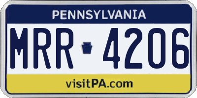 PA license plate MRR4206
