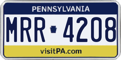PA license plate MRR4208