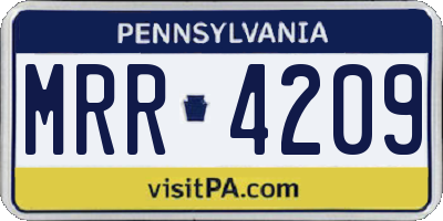 PA license plate MRR4209