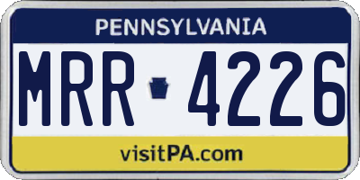 PA license plate MRR4226