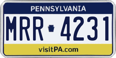 PA license plate MRR4231